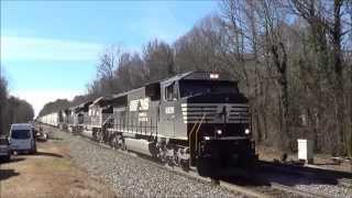 preview picture of video 'A Few Trains At Five Row In Spencer NC With EMD Leaders & CP & Buckingham Branch Power 1/31/15'
