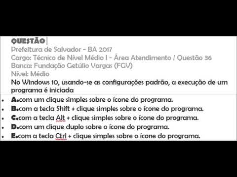Questão 36 Prova Prefeitura de Salvador BA 2017 Técnico de Nível Médio Banca FGV