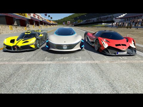 Mercedes-Benz Vision AVTR vs Bugatti Bolide vs Devel Sixteen at Old Spa