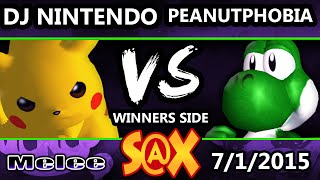 S@X 104 - DJ Nintendo (Pikachu) Vs. Peanutphobia (Sheik, Yoshi) SSBM Tournament - Smash Melee