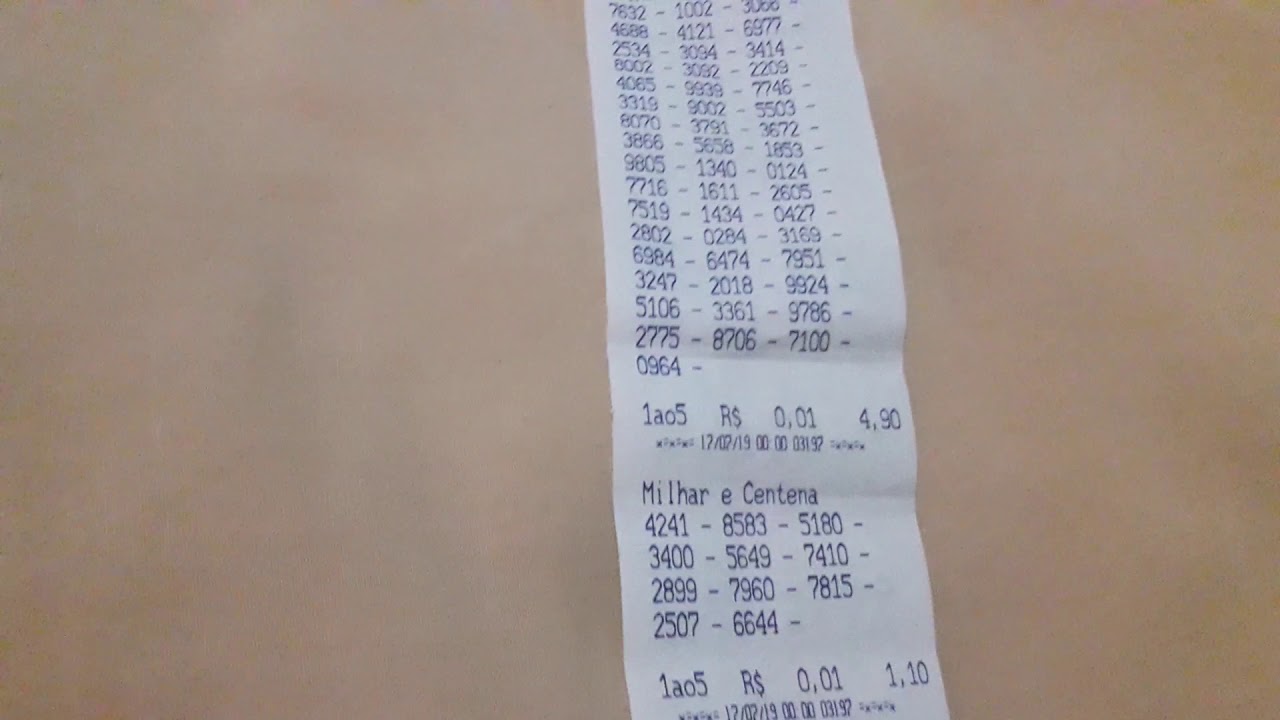 Milhar com centena 1 ao 5 prêmio