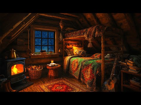 Fall Asleep Fast in Cozy Winter Attic - Fireplace Crackle, Blizzard Ambience & Relaxing Sleep Sounds