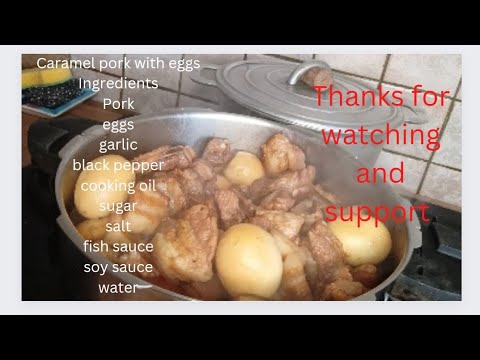 Caramel pork with eggs. Recipe easy, quick,sample and so delicious. Porc au caramel avec des oeufs .
