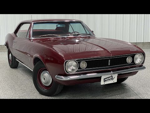 1967 Camaro - 6 Cylinder, 3 Speed Manual on the Column, Ultra Rare AC, Maroon Stock #1563