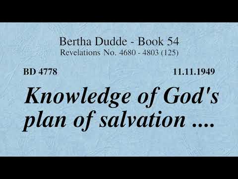 BD 4778 - KNOWLEDGE OF THE SALVATION PLAN OF GOD ....