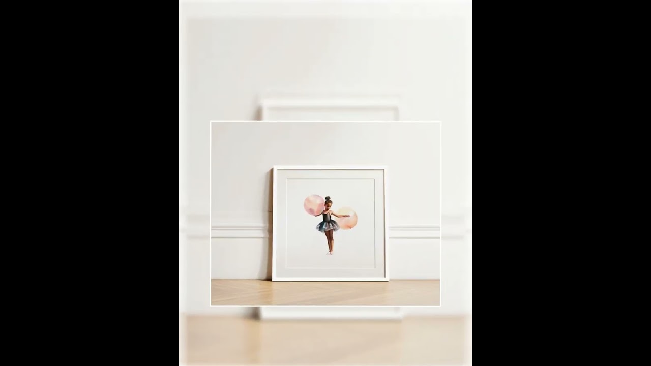 Black Ballerina Watercolor Print: Nursery Wall Art (Digital Download)