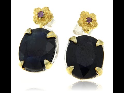 Cercei Argint 925 accente aurite Safir Ametist Naturale - Contrast Elegant