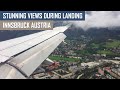 Scenic Landing at Innsbruck Airport during Heavy Rain | Reverse Thrust with huge Water Spray