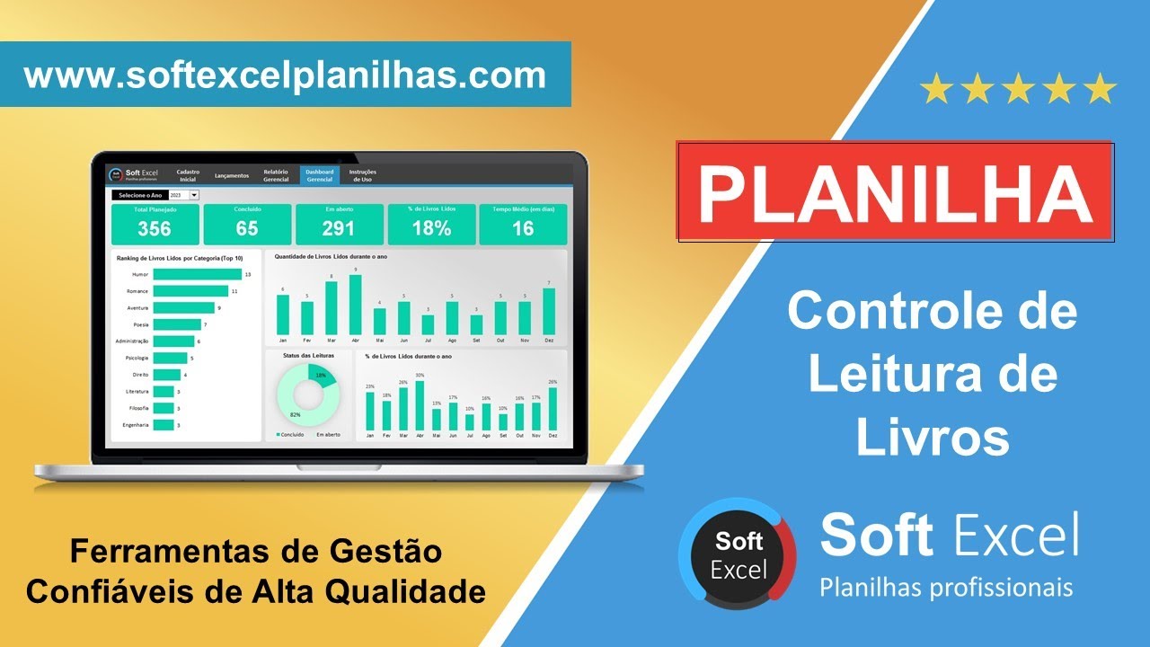 Planilha Excel - Controle de leitura de Livros com Dashboard