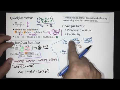 One-sided limits; continuity (Calc 1; Lecture 1-4; Fall 26)