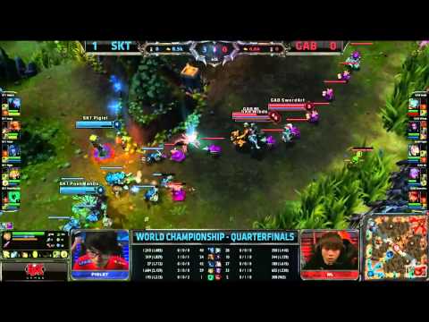SKT vs GAB Worlds Quarterfinals D2 G1   SKT T1 vs Gamania Bears S3 World Championships Game 1