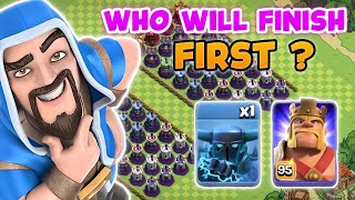 Giga Barbarian King vs M.O.M.M.A PEKKA | Who will finish wizard tower defence first? clash of clans