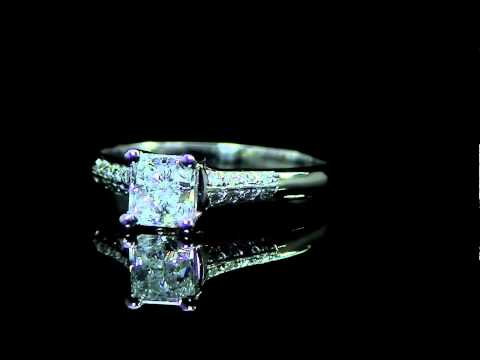 3/4 CTW Radiant Cut Diamond Multi Stone Engagement Ring in 14K White Gold