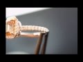 Brown Emerald Cut Diamond Set In Hand Forged Micro Pave Halo Ring