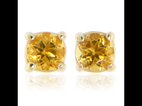 Cercei Stud Surub Aur 14k Citrin Luminozitate si Rafinament