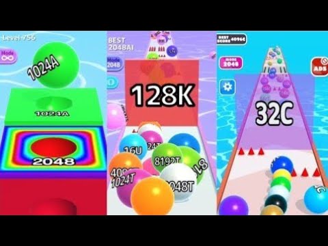 Ball Run Merge 2048 vs Jelly Merge Vs Number Run CubeRun 2048 | 4-in-one Gameplay |Max Level