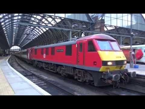 DB Cargo 90036 on hire to Virgin Trains East Coast departing London King's Cross