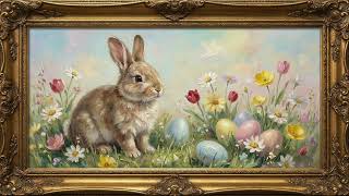Vintage Easter Bunny Painting | Easter TV Art for Spring Decor | Pastel Meadow Ambience (2 Hours)