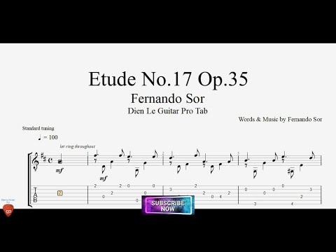Etude No.17 Op.35 by Fernando Sor with Guitar Tutorial TABs