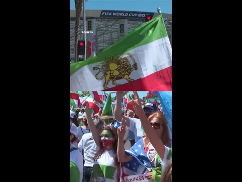 Protesters gather before Iran's World Cup game