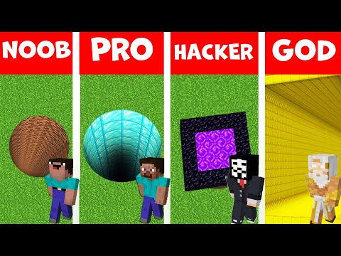 EPIC Minecraft Tunnel Build Challenge - Noob vs Pro vs Hacker vs God!