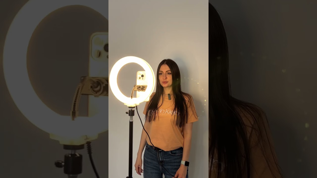 Кольцевая светодиодная Led RGB лампа диаметром 26см с эффектом 3D на штативе 2.1м