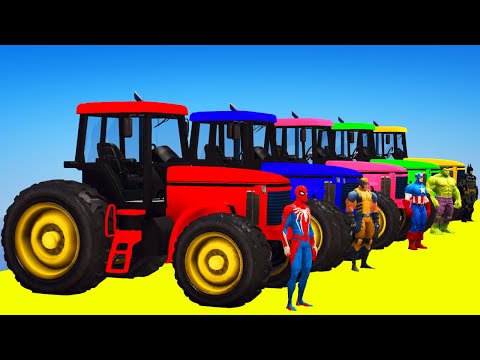 🚜 يتنافس الرجل العنكبوت والأبطال الخارقين في الجرارات والقوارب Superheroes compete on tractors