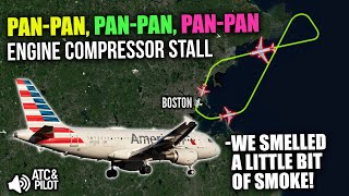 American A319 declares PAN-PAN due to ENGINE COMPRESSOR STALL!