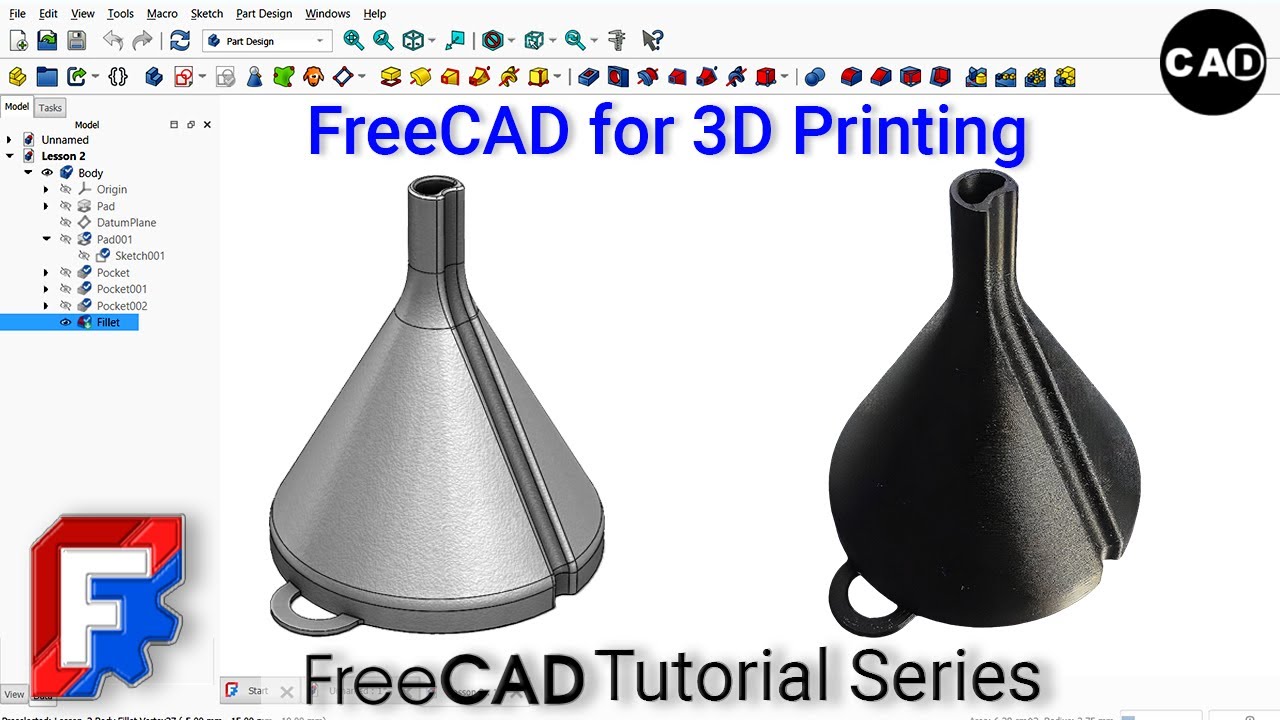 FreeCAD for 3D Printing – Project 03 of 40 | Air Ventilated Funnel | Step-by-Step Modeling Tutorial