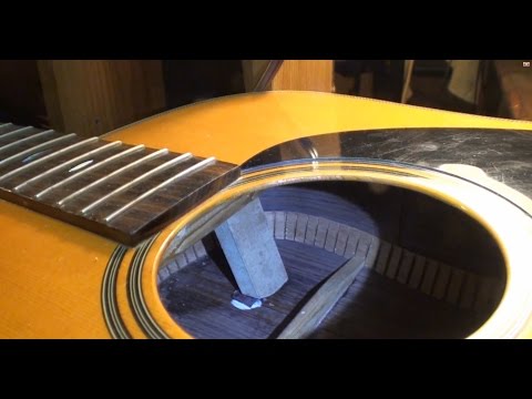 Gluing cleats onto a badly cracked back of Blueridge BR160 guitar