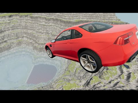 BeamNG drive  -  Leap Of Death Car Jumps & Falls Into Red Water