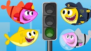 Fireman Shark Fixing Traffic Light. Baby Shark Cartoon &amp; Songs for Kids