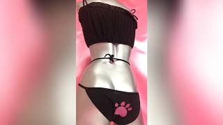 komanakomi コスプレ 穴あき 下着 猫ランジェリー セット ブラック