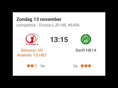 Simons/ HV Artemis '15 HB1 - Swift HB1# 1e helft