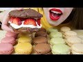 ASMR STARBUCKS MACARONS Raspberry Chocolate Marakuja CRUNCHY Eating Sounds No Talking