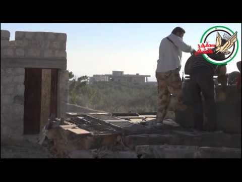 استهداف أحد مواقع النظام بالدبابات في مدينة أريحا في محافظة إدلب من قبل لواء صقور الشام