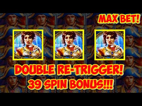 👑DOUBLE RETRIGGER 39 FREE SPINS BONUS on Napoleon & Josephine Slot Machine! - WMS Classic Live Play