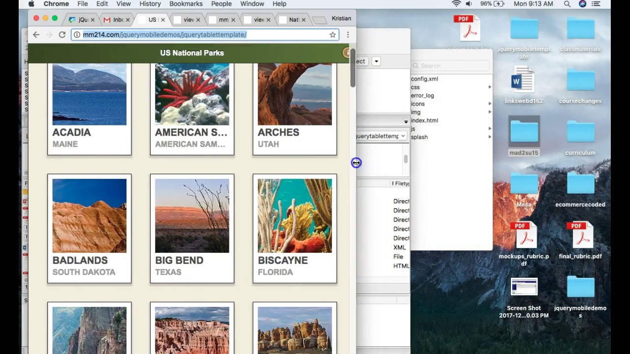 Webd 164 jQuery Mobile Demonstration