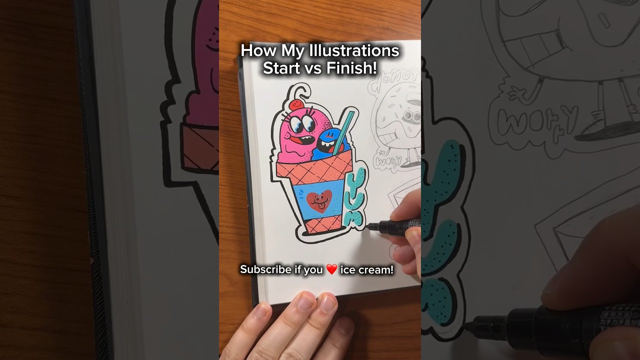 How I Start vs Finish My Illustrations! #shorts