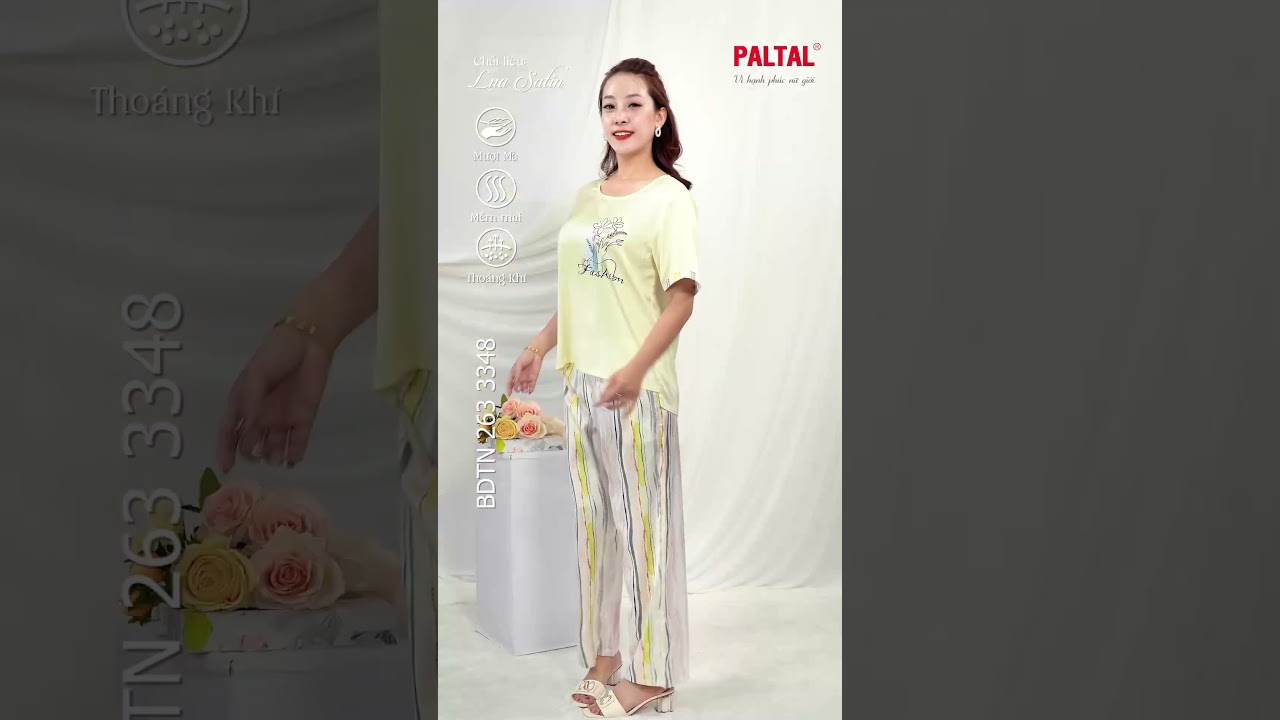 Set đồ bộ nữ kiểu quần dài tay ngắn chất lụa nhung 263p 3348