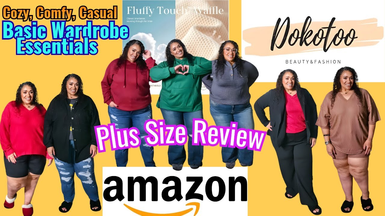 Amazon Plus Size Clothing Haul|Dokotoo Fluffy Touch Waffle Coll.|Cozy Plus Size|Plus Size Essentials