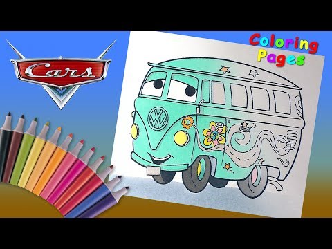 Cars Coloring for Kids. How to Coloring Fillmore from Cars Cartoon Video