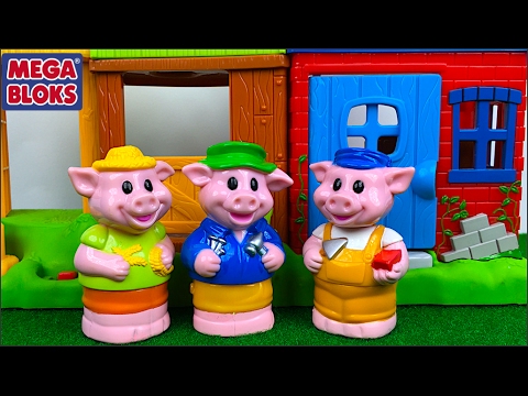 EL CUENTO DE LOS TRES CERDITOS Y EL LOBO -THE THREE LITTLE PIGS STORY- CON SONIDOS DE  MEGA BLOKS