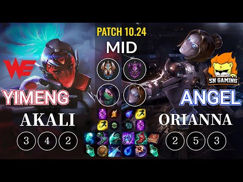 WE yimeng Akali vs SN Angel Orianna Mid - KR Patch 10.24