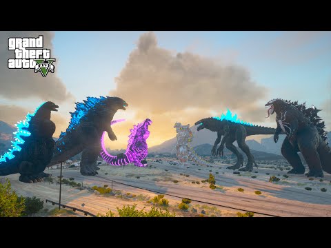 Godzilla Prime x Shin Godzilla x Heisei Godzilla vs Venom Team - GTA 5 Mods