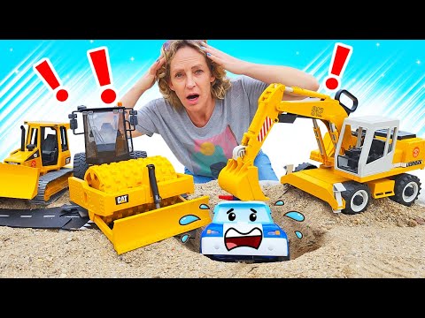 Spielzeug Video für Kinder mit Nicole und Robocar Poli. Poli ist in die Grube gefallen.