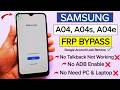 Samsung A04 A04s A04e FRP Bypass 2026 Without Pc Samsung Google Account Remove Android 13 14