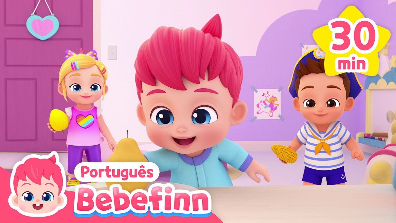 🍋🍇Procurando Comidas Coloridas com Irmãos 🌽🍒 | + Completo | Bebefinn em Português - Canções Infantis