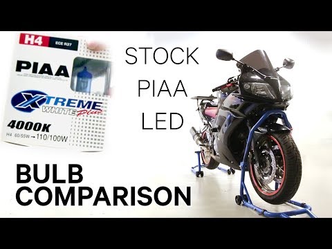 PIAA White Light, H4 LED and stock light bulb comparison - Suzuki SV650