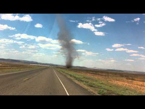 Storm chasers: Crazy Dust Devil between Marfa and Fort Davis, Texas